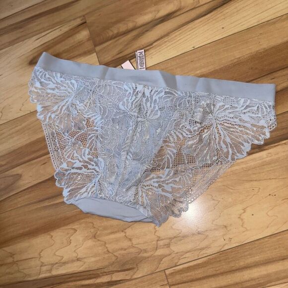 NWT (XL) Victoria’s Secret Luxe Bikini Panty - Light Blue with Sheer Lace Back - Picture 5 of 11
